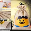 Bolsa de lino para Halloween, bolsillo, lámpara de calabaza, bolsa de regalo, bolsa de regalo de Halloween, bolsa de lino con cordón
