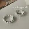 Anillo Geométrico Ovalado de Plata de Ley S925 Sin Piedras para Mujer Ins Diseño de Nicho de Alta Gama Anillo para Dedo Índice Abierto con Perlas