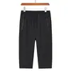 Calça Cropped Popular de Três Cores, Calça de Seda Gelada Fina de Secagem Rápida para o Verão, Calça Esportiva Casual Solta Plus Size para Homens, Comprimento Três Quartos