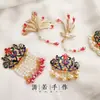 Bolsa de Materiales para Abanico de Grupo de Novia de Boda China Hanfu Xi Fan Borla de Cloisonné Caja de Zapatos Decorativa Taza de Té