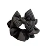 Laço de Cabelo Xadrez Preto e Cinza Korean Classy Acessórios de Cabelo Headband 2025 Novo Tecido Texturizado Elástico de Cabelo para Mulheres