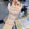 Pó de Cristal Branco Natural Cristal com Toque Fresco, Pulseira de Água-Marinha, Simples e Exquisita, Círculo Único, Presente Popular para Mulheres