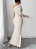 695 Moda Europea y Americana Transfronteriza de Amazon Más Vendido Elegante Vestido Bodycon de Color Sólido con Abertura para el Trabajo