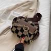 Bolsa de Design de Nicho Elegante Bolsa Feminina Outono e Inverno Nova Moda Versátil Bolsa Transversal Bolsa de Ombro Feminina Xadrez da Moda