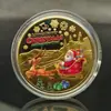 Moeda Comemorativa de Véspera de Natal Moeda Comemorativa do Papai Noel Impressão Colorida Medalha Comemorativa Feriado Ocidental Europeu e Americano Presente de Natal