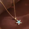 Colar Pingente Estrela-do-Mar Novo Design Transfronteiriço Europeu e Americano, Estilo Férias, Joia de Corrente de Clavícula Doce e Única