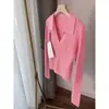 Suéter de punto con cuello estilo francés para mujer, adecuado para primavera y otoño, polo ajustado, suave y único, de manga larga, top de hombros normales