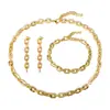 Europa y Estados Unidos moda transfronteriza geométrica lisa acero inoxidable chapado en oro de 18 quilates rectangular pendientes pulsera collar joyería al por mayor