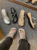 Pantuflas Estilo Hada Ins Sandalias de Tira Gruesa para Mujer Verano 2025 Nuevas Pantuflas de Tira de Perla para Playa