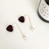 E893 moda gamuza estéreo amor colgante aretes largos temperamento geométrico europeo y americano aretes de perlas mujeres venta al por mayor