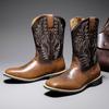 Botas de Trabajo Altas Bordadas para Hombre Botas Vaqueras Occidentales para Hombre Botas de Caballero con División de Color Botas de Montura Cuadradas 8701