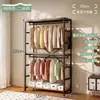 Guarda-roupa de metal estilo aberto, cabideiro de chão para quarto, cabide de roupas doméstico, unidade de prateleira para closet