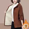 Jaqueta Fina/Forrada com Lã Nova Outono e Inverno de Veludo Cotelê Feminina Espessada Estilo Coreano Simples Solta Plus Size Emagrecedora Top