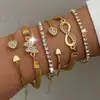 Novo conjunto de pulseiras com figura 8 infinito cravejado de diamantes, transfronteiriço europeu e americano, joias da moda em liga metálica simples retrô criativa, atacado