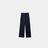 Pantalones Anchos Estilo Traje Engrosados Zhengzhou para Mujer, Invierno 2025 Nuevos de Cintura Alta de Lana Adelgazantes Caídos Casuales de Pierna Recta