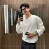 Camiseta Henley de Manga Larga con Textura de Canalé Primaveral para Hombre, Top de Color Sólido, Top Waffle de Corte Limpio