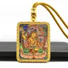 Pingente Tanka Dourado Meio Pintado à Mão, Oito Budas Guardiões, Pingente Tanka do Buda do Nascimento, Colar Tanka Portátil Atacado
