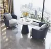 Conjunto de Sofá de Um Lugar de Luxo e Mesa de Centro para Lazer, Recepção de Hotel, Escritório, Sala de Vendas, Mesas e Cadeiras de Reunião, Salão de Beleza