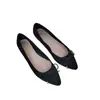 Nuevos Zapatos Planos con Lazo de Comercio Exterior para Primavera y Otoño Zapatos Elegantes Bajos de Una Sola Pieza Zapatos de Ballet Franceses de Punta Fina con Suela Suave y Suelas Gruesas