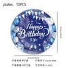 Novo Tema Azul de Aniversário Decoração de Mesa Louça Descartável Prato de Papel Copo de Papel Toalha de Papel Toalha de Mesa Faca, Garfo e Colher