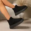 Botas de nieve para mujer talla 44 con forro polar, punta redonda, nuevo modelo otoño e invierno, botas de algodón Amazon, suela gruesa, venta al por mayor, sin cordones, talla grande, comercio exterior 2025