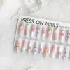Unhas Usáveis Semi-Acabadas Estilo Dinastia Tang, Borboleta Francesa, Estilo Antigo, Novo Estilo Chinês, Morango, Estrela, Peças de Unha Usáveis Pré-Fabricadas