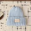 Gorro de lana de punto azul con cabeza grande para mujer, otoño e invierno 2024, con cara visible, pequeño, combinable con todo, con protección para las orejas y gorro frío.