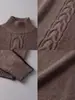 Suéter de comercio exterior ruso transfronterizo de bloques de color para otoño e invierno, cuello semialto, corte holgado, adelgazante, top de punto para mujer