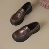 Mocasines para mujer, de suela gruesa, estilo Mary Jane, adecuados para faldas, estilo británico, marrones, para primavera y otoño, zapatos pequeños de piel, perfectos para combinar con un uniforme JK