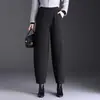 Invierno 2026 Nueva Moda Cálidos Pantalones de Pierna Ancha Curvos para Mujer Cintura Alta Adelgazantes Sueltos Gruesos de Nueve Puntos Casuales de Moda