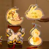 Festival de Mediados de Otoño Linterna Portátil Linterna de Conejo Brillante de Madera Materiales DIY para Niños Linterna de Palacio Estilo Antiguo de Calabaza