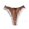 Pantaletas Europeas y Americanas Sin Costuras Transfronterizas para Mujer, Fondo de Algodón de Color Sólido, Amigables con la Piel, Deportivas, Sexy Encaje con Lazo Triángulo para Mujer