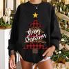 Moletom de Natal com Estampa de Alce e Coruja - Novo Modelo Europeu e Americano com Gola Redonda