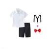 Ropa de Performance para Niños Camisa Blanca Pantalones Cortos de Manga Corta Camisa para Foto de Niño Traje de Performance Ropa Infantil Vestido para Niña de las Flores