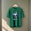 Camiseta de manga curta masculina Moda Marca Verão Manga Solta de Cinco Pontos 2024 Nova Internet Trendy Ins Simples Top Impresso