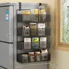 Estante de Almacenamiento Lateral para Refrigerador Estante para Suministros de Cocina Estante Colgante de Pared Lateral Multicapa para Botellas de Especias Película Adhesiva Sin Perforaciones