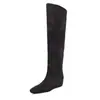 Botas Altas de Tacón para Mujer por Encima de la Rodilla con Aumento Interno de Altura, Botas de Caña Alta Plegables de Doble Uso, Nuevo Estilo Otoño/Invierno, Punta Cuadrada, sin Cierre (para Ponerse), Botas Rectas Estilo Coreano para Mujer