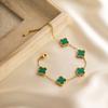 Pulsera Grande de Acero de Titanio de 15 mm Trébol de Cuatro Hojas Doble Cara Cinco Flores Celebridad de Internet Chapada en Oro de 18K No Se Desvanece Lujo Accesible Estilo Caliente Transfronterizo para Mujer