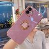 Adecuado para iPhone 17 Pro Funda de Teléfono con Soporte de Anillo 6D Electrochapada Apple 16 Color Sólido Cobertura Total I14 Funda Suave