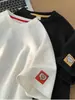 Camiseta de Manga Curta para Meninos, Tecido Waffle, Corte Solto, Peso Pesado, Top de Meia-Manga Juvenil