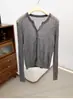 Cardigan de Tricô Lantejoula 100% Solúvel em Água Lã Amigo da Pele Versátil Fio 100 Fino Toque Relaxado Peça de Roupa Exterior Suéter Feminino Outono