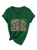 Amazon eBay site independente moda versátil feminina sênior 2027 camuflagem gola V manga curta camiseta camisa base