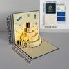 Tarjeta de felicitación creativa con diseño de polvo dorado y luz musical, ideal como regalo de cumpleaños, tarjeta de felicitación estéreo, tarjeta de bendición para pastel en 3D