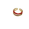 Anillo de Lazo con Esmalte Rojo Goteo Estilo Retro Diseño de Nicho Temperamento Alto Valor Moda Simple Anillo Versátil