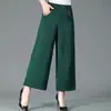 Pantalones de pierna ancha para mujeres de mediana edad y mayores, casuales, holgados, talla extra, pantalones falda cropped estilo western para madres de mediana edad, nuevo estilo de verano
