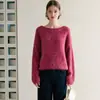Suéter de punto largo versátil de alta gama estilo vintage, top versátil de otoño nuevo para mujer 2383