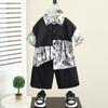 7154 Traje de Menino Verão 2026 Novo Estilo Roupas de Verão para Crianças Camisa de Manga Curta Conjunto de Duas Peças Fino Menino Bonito