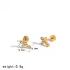 Aretes de Flor de Diamantes de Imitación de Cristal con Post de Bola para Piercing Acero Inoxidable con Galvanoplastia al Vacío en Oro de 18K Aretes de Clavo para Oreja Sensación de Alta Gama
