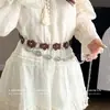 Cinturón Marrón Estilo Étnico Vintage Bohemio para Mujer, Adecuado para Vestidos, Cadena de Cintura Tejida, Accesorio de Cinturón de Metal