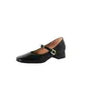 Zapatos Mary Jane Estilo Coreano Punta Cuadrada Tacón Grueso 3.5cm Hebilla de Una Correa Boca Baja Superficie Suave Zapatos de Tacón Alto para Mujer